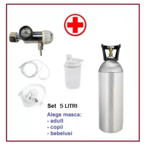 Set complet Butelie Oxigen Medical 5 L(1000 Litri) Aluminiu