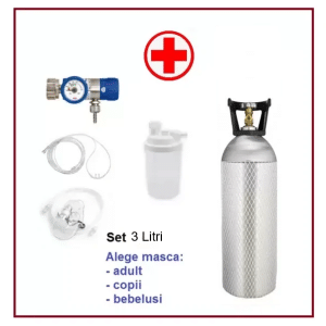 Set Butelie Aluminiu Oxigen Medicinal 3 Litri (600 Litri)